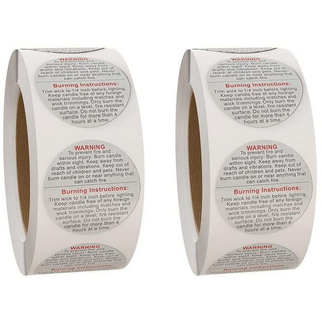 1000 Pieces Series Candle Warning Labels 1.5 Inch Waterproof Candle Safety Stickers for DIY Candle Jar Stickers