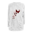 thumbnail image 4 of Lovskoo Fuzzy Fleece Pullover Tops for Women Winter Warm Round Neck Printed Long Sleeve with Pocket Solid Color Warm Top White, 4 of 5