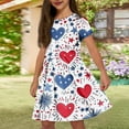 thumbnail image 2 of American Flag Dresses for Girls Size 10-12 4th of July Dresses Short Sleeve Independence Day Stars Striped 4th of July Dress Patriotic Kids 4th of July Outfits with Pockets, 2 of 6