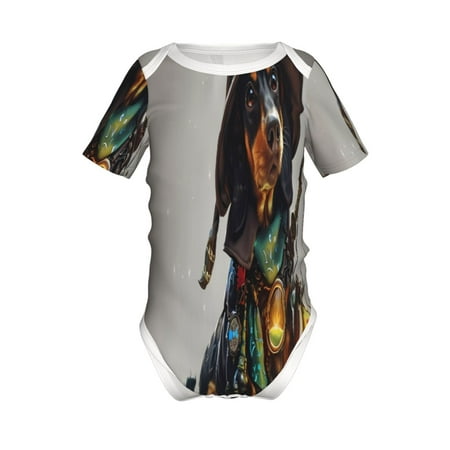 

Adobk Fantasy Wizard Dog Art Print Baby Climbing Clothes Jumpsuit Rompers Classic Rompers Child Short sleeve Bodysuits-2 Years