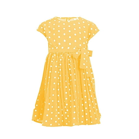 

Daqian Family Matching Pajamas Polka Dot Parent-child Dress Holiday Leisure Loose and Elegant Mother and Daughter Dress(Sold Separately) Family Christmas Pajamas Clearance Yellow 6-7 Years