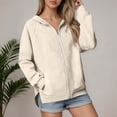 thumbnail image 2 of DHFJKG Hoodies For Women Solid Color Casual Long Sleeve Hooded Zipper Jacket Raglan Sleeve Lightweight Outwear Spring Comfort Outerwear, 2 of 4