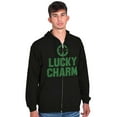 thumbnail image 3 of Saint Patricks Lucky Charm Shamrock Zip Up Hoodie Men's Women's Brisco Brands S, 3 of 6