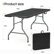 SUGIFT 6 ft Rectangular Black Plastic Folding Table