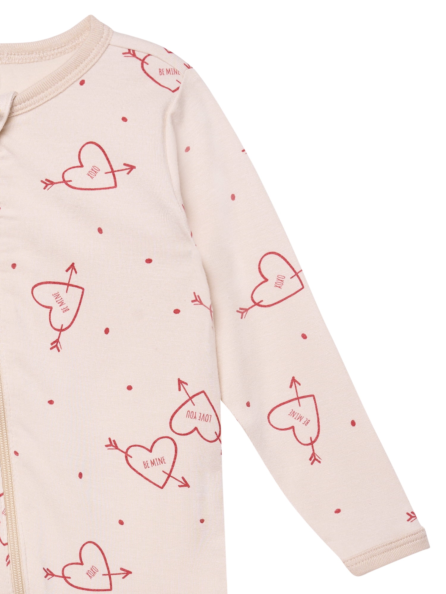 Modern Moments by Gerber Baby Neutral Viscose Valentine's Day Two-Way Zip Sleep 'N Play Footed Pajamas, Sizes Newborn - 6/9 Months