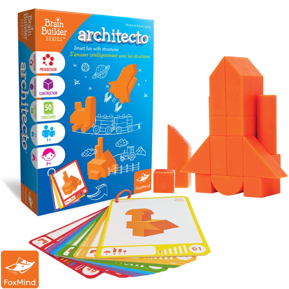 FoxMind Games: Architecto Spatial Logic and Dexterity Game, Smart Fun with Structures, 50 Smart Puzzles to Work Through, 6 Levels of Complexity, Develops STEM Skills, 1+ Players, For Ages 7 and up