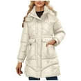 thumbnail image 2 of Gamivast Quilted Winter Jackets for Women Casual Button Down Hooded Warm Coats with Pockets Long Stand Collar Fall Zip up Solid Jacket Work Casual Outerwear, 2 of 5