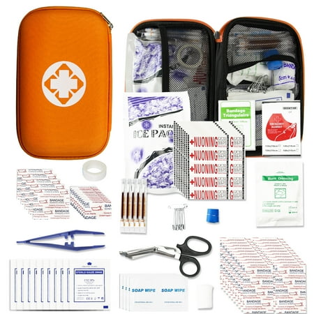 First Aid Kit Car 277 PCS Waterproof Emergency Kit Survival for Home and Travel Orange AMORNING