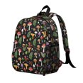 thumbnail image 2 of Mushroom and Fern Black Pattern Backpack for School, Cute School Bag with Adjustable Shoulder Straps and Padded Back, 13.8"x11.4"x6", 2 of 5