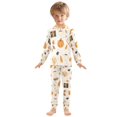 thumbnail image 6 of FORMRS Long Sleeve Top and Pants Pajama Set for Niños 2-Piece Sleepwear, Sizes 18M-8Y, Beige Fall Pumpkin, 6 of 6