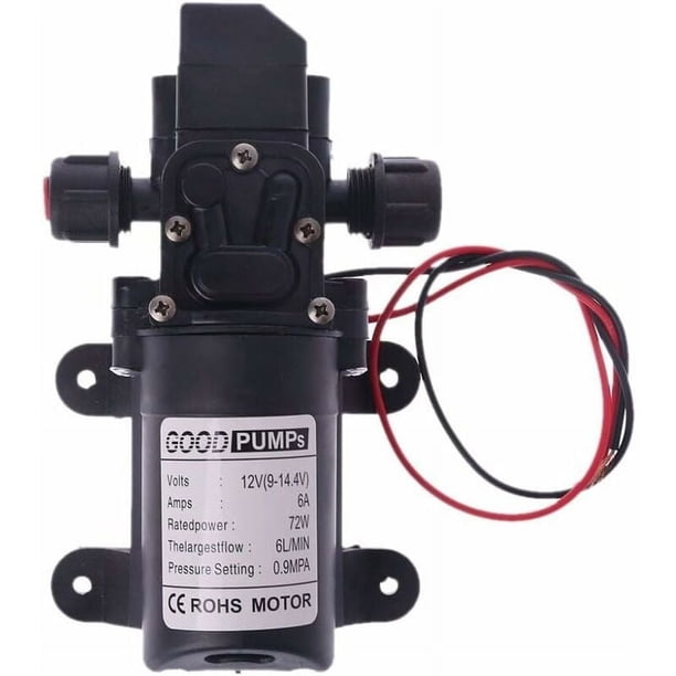 Bomba de agua para vehículos recreativos, CC 12 V, 60 W, 130 pies, 6 l/min, bomba de agua de alta presión, bomba de diafragma cebadora, bomba de agua para vehículos recreativos (voltaje: 12