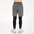 thumbnail image 3 of Kids 2 in 1 Running Pants Shorts with Pockets Gym Short Compression Tights Training Sweatpants Basketball Tights Pants Workout, 3 of 6