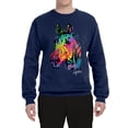 thumbnail image 2 of Wild Bobby, Neon Rainbow Horse Animal Lover Unisex Crewneck Graphic Sweatshirt, Navy, Medium, 2 of 3