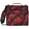 thumbnail image 2 of Zipper Binder with Shoulder Strap 2 inch 3 Ring Waterproof File Folder Organizer Bag 500 Sheet Red Roses Pattern, 2 of 8