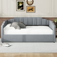 thumbnail image 3 of Full Size Upholstered Daybed with Underneath Storage, Linen Fabric Sofa Bed Frame with Slats Support and Solid Wood Legs for Living, Bedroom, Guest Room, No Box Spring Needed, Gray, 3 of 9