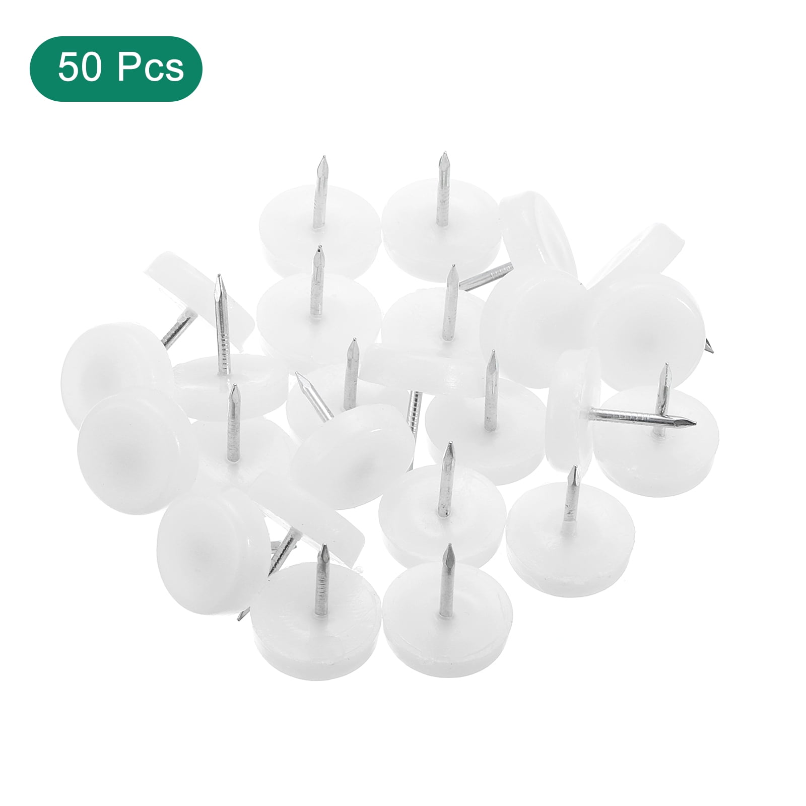 TOVOT 100-Pack 15mm Nail-On Furniture Glides - Small Round Chair Leg Pads For Hardwood Floors, White