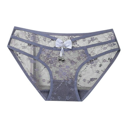 Womens Panties Lace Thongs for Women Sheer Panty Grey No Show Thong L
