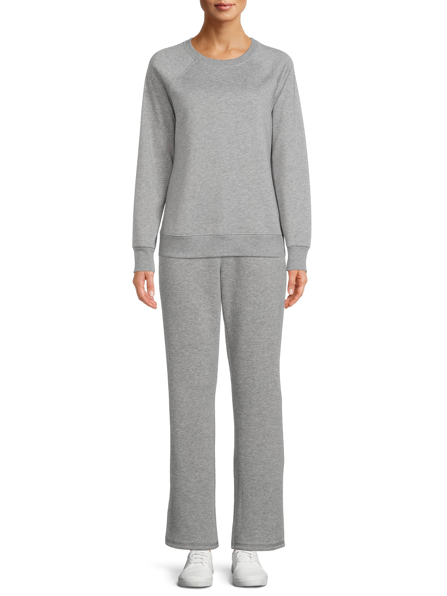 Time & Tru Women's Fleece Straight Leg Pants with Pockets