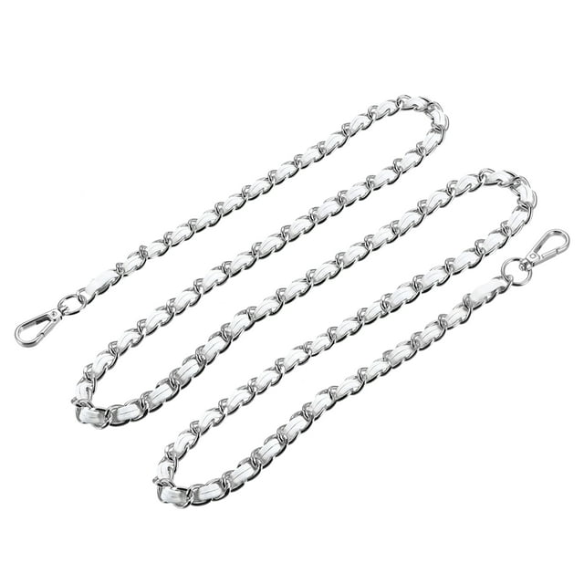Unique Bargains Purse Chain Strap, 55' Purse Strap Shoulder Bag Replacement Strap, White&Silver