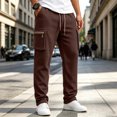thumbnail image 2 of MXALUOB Cargo Pants for Men Waffle Knit Drawstring Waist Casual Pant Solid Color Workout Running Trousers with Zipper Pockets, 2 of 7