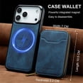 thumbnail image 3 of 2 In 1 Detachable Leather Wallet and Phone Cases Compatible With IPhone 17 Pro Max 6.9" Wallet Case Zipper Pocket MagSafe Magnetic Phone Cases,Blue,For iPhone 17 Pro Max, 3 of 7