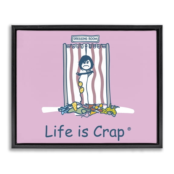 Stupell Industries Swimsuit Dressing Room Novelty & Humor Painting Black Floater Framed Canvas Art Print Wall Art, 21 x 17