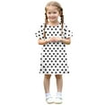 thumbnail image 5 of HBGVBA Toddler Girls Casual Short Sleeve Dresses,Summer Print Color Sundress,3-12 Years Crew Neck Ruffle Breathable Sweet Kids Dress, 5 of 5