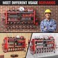 thumbnail image 6 of Heavy Duty Power Tool Organizer Wall Mount with Charging Station, Large Garage Organization with 10 cordless Drill Holder, 4 Layers Tool Organizers and Storage, Tool Rack with 6 Power Strip, Red, 6 of 9