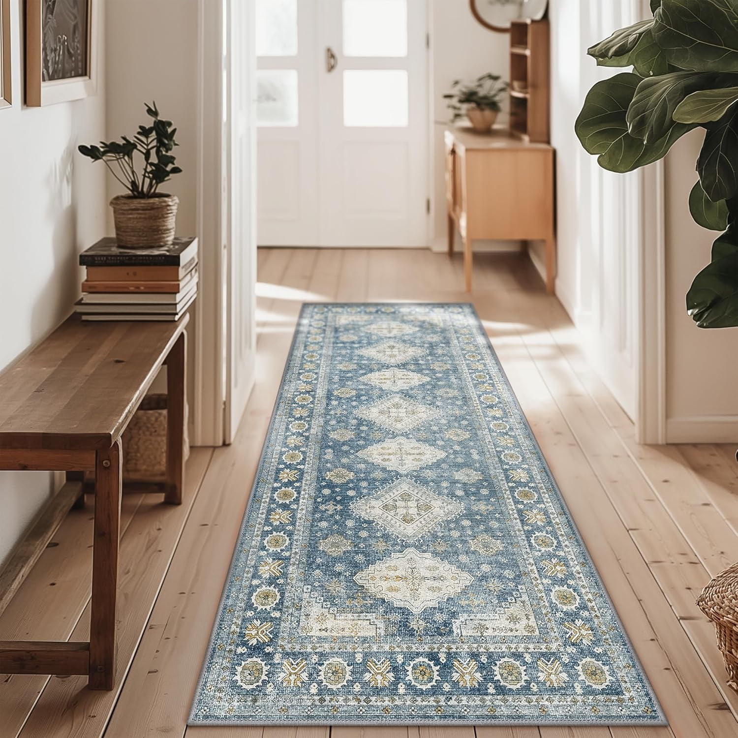 vfytbgnhj 8X10 Area Rugs for Living Room Bedroom Dining Room  Machine Washable Rug Floor Cover  Print Vintage Aesthetic Carpet  Low Pile Area Rug with Non Slip Rubber Backing  Blue