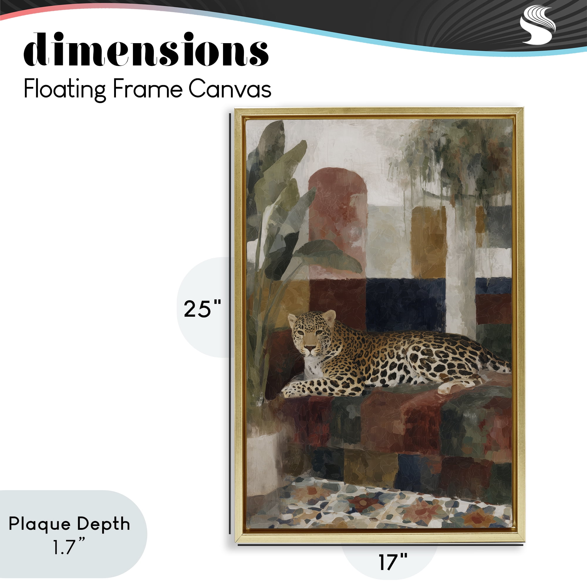 Stupell Industries Jaguar Among Tropical Palms Gold Framed Floater Canvas Wall Art, design by Chromatic Storm Studio