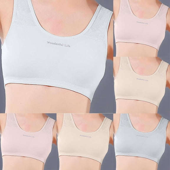 Penkiiy Girls Soft Training Bras , Seamless First Bra Girls Sports Bras Longline Crop Bra , Chest Double Lined XL White