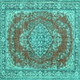 thumbnail image 1 of Ahgly Company Machine Washable Indoor Square Persian Turquoise Blue Traditional Area Rugs, 5' Square, 1 of 4