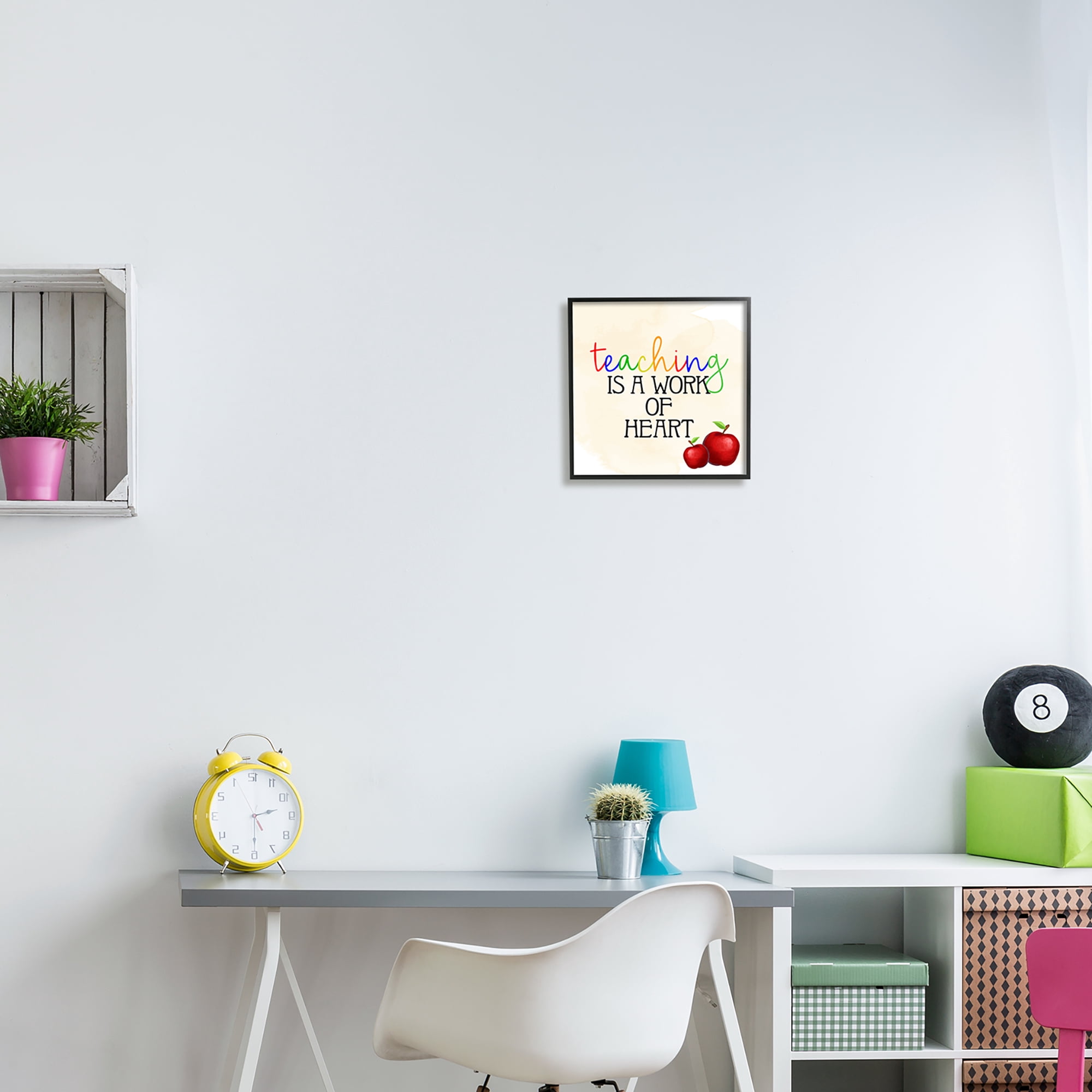 Stupell Teaching Is Work Of Heart Phrase Food & Beverage Painting Black Framed Art Print Wall Art