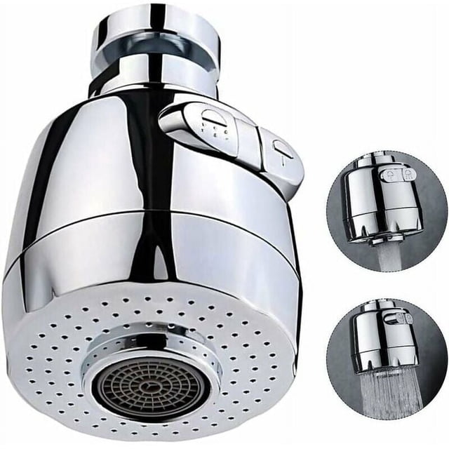 Grifo giratorio para fregadero de cocina, accesorio rociador de grifo de plástico y acero inoxidable antisalpicaduras con modos de agua ajustables, para cocina y baño (material ecológico)