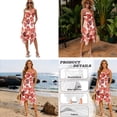 thumbnail image 5 of Xixirimido Red Tropical Leaf Print Matching Couple Outfits Men’s Button-down Hawaiian Shirt Women Sleeveless Midi Dress with Pocket Couples Matched Summer Outfits for Beach Vacation, 2XL, 5 of 7
