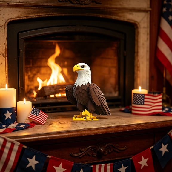 RYDCOT Wooden Handmade American Eagle Statue, Handcrafted Figurine Sculpture Art Hand Carved, Rustic Lodge Outdoor Decorative, Home Decor USA Decoration Eagle Statue
