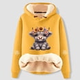 thumbnail image 2 of NinXxx Women's Cute Cow Print Lined Hoodie Long Sleeve Daily Wear Yellow M, 2 of 4