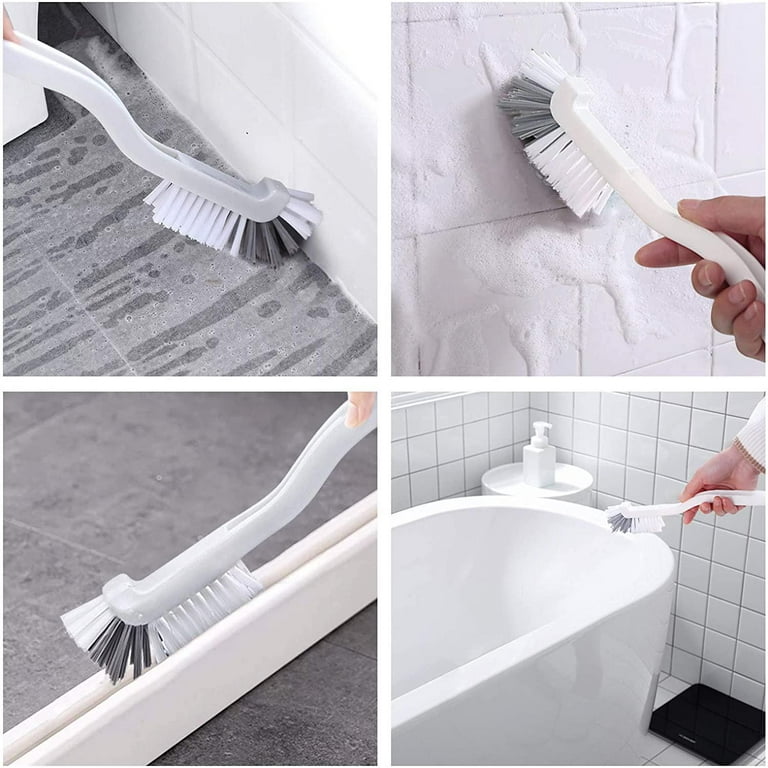 2 Pcs Multifunctional Brush Cleaning Brush Kitchen Scrub Brush with Handle,  Skinny Small Scrub Brushes for Cleaning Bathroom Shower Kitchen Pot