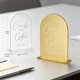 thumbnail image 2 of Cartel acrílico para tarjetas y regalos con soporte, espejo dorado arqueado y base, moderno letrero acrílico de caligrafía blanca para bodas y fiestas, 2 of 4
