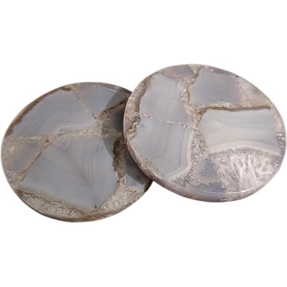 ArtEra Beaux sous-Verres Décoratifs en Pierre d'Agate pour Tasses à Thé, Tasses à Café et Verres / sous-Verres en Agate de 4 Pouces pour Décoration Intérieure (Gris Ardoise, Lot de 2)