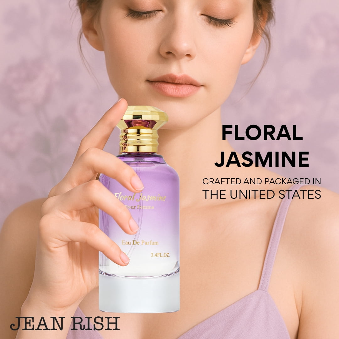 Jean Rish Floral Jasmine Perfume for Women Eau De Parfum, Long-Lasting Luxury Fragrance, Made In USA - Bergamot, Orange, Jasmine, Vanilla Scent - 100ml / 3.4 oz