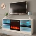 thumbnail image 3 of Manhattan Fireplace TV Stand for TVs up to 65", Modern High Gloss 58" Entertainment Center, Electric Fireplace TV Media Console with Storage Cabinets and LED Lights, 3 of 12