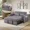 Dark Gray, variant on Howcool 54" 3 in 1 Convertible Sleeper Sofa Bed, Pull Out Velvet Loveseat Couch with Adjustable Backrest & Storage,Beige