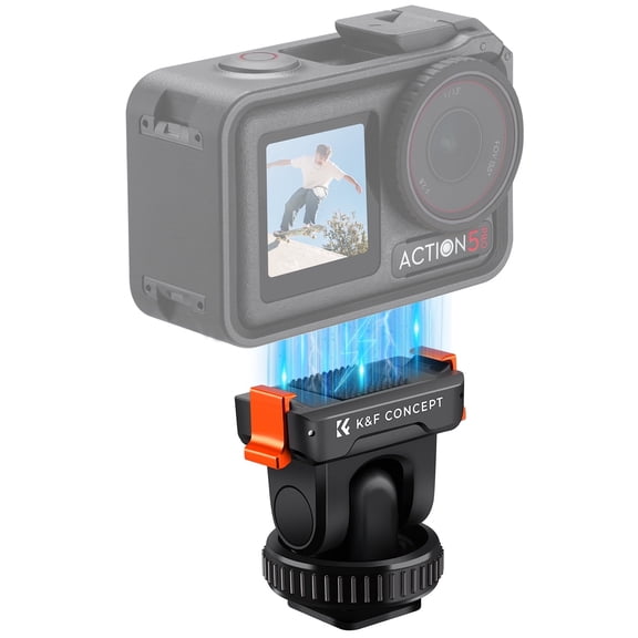 K&F CONCEPT Cold Shoe Action Camera Magnetic Quick Mount Holder, Tripod Mount for DJI Osmo Action 5 Pro Hot Shoe Camera Adapter with 1/4" Screw Hole for Osmo Action 3/4 DSLR Photography Accessories