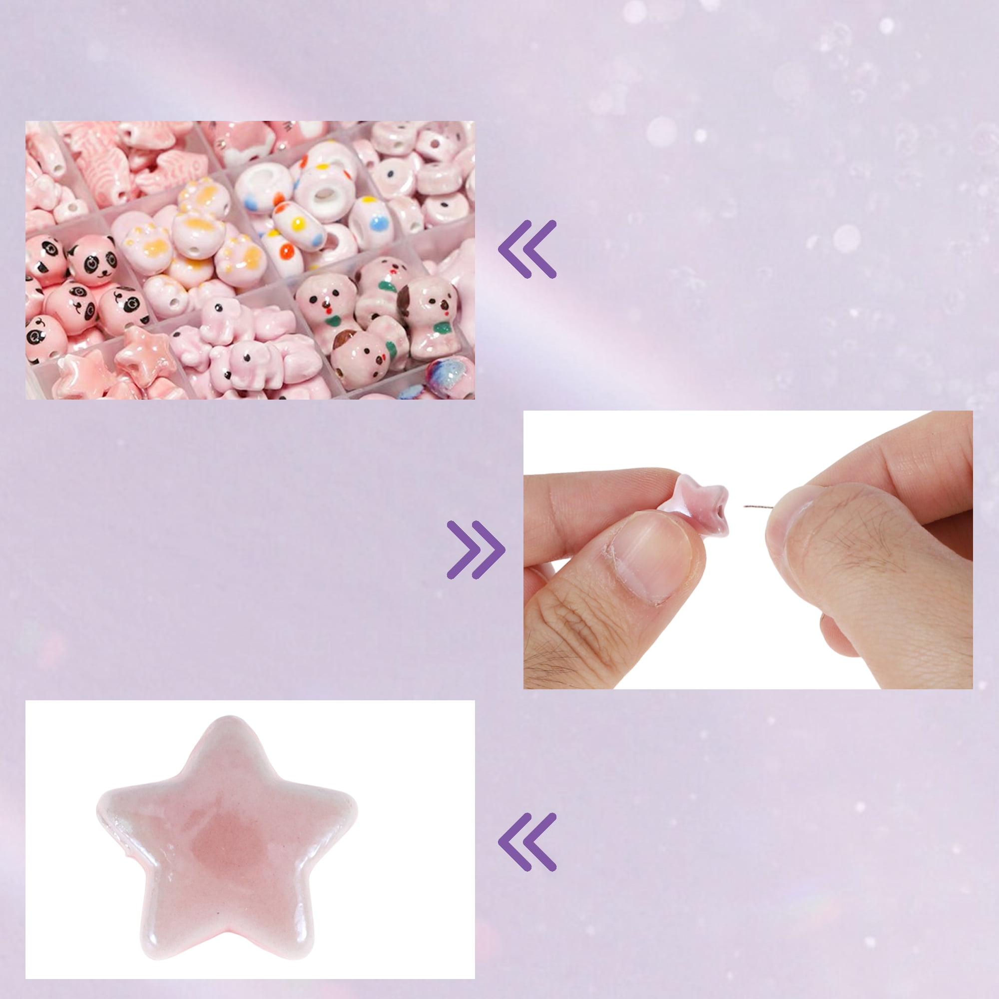 Unique Bargains Ceramic Beads Aesthetic Ceramic Beads Stars Shape 10 Pcs