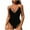 Black, variant on Womens One-Piece Swimsuit with Slim Straps & Decorative Edge Seaming, Elasticated Form-Fitting Swimwear Orange L