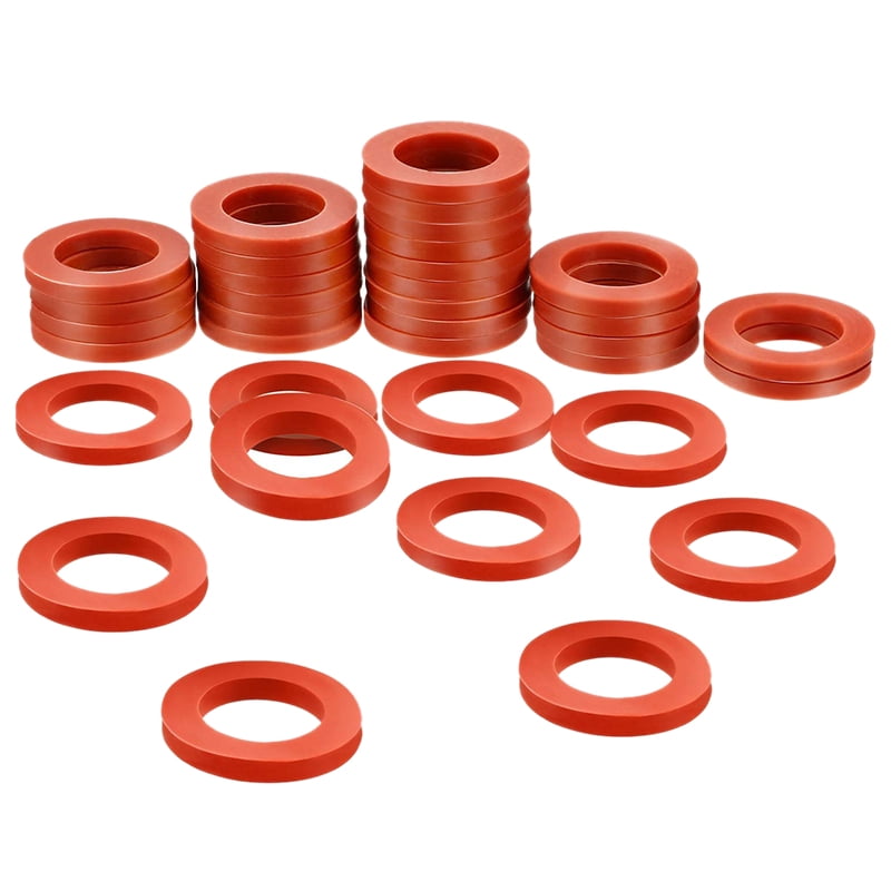 42 Piece,Red Color,Soft Silicone O-Ring Gasket,for 3/4 Inch Hose Fitting,Water Faucet,Washing Machine 42, 1 x 5/8 x 1/8 Busy-Corner Outdoor Garden Hose Silicone Washer Gasket 