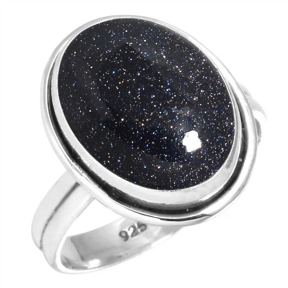 925 Silver Ring For Women - Teens Blue Sunstone Stone Silver Ring Size 5.5 Hand Made Silver Ring Size 5.5 Gift For Women On Anniversary 925 Gemstone Silver Jewelry