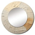 thumbnail image 2 of Designart "Muted Artwork In Graceful Beige And Gold Minimalism" Ray Beige Large Round Mirror - Round Bedroom Mirror Wall Decor - Modern Round Printed Mirror - 23" x 23", 2 of 6