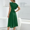thumbnail image 6 of IROINNID Clearance Formal Dress for Women Wedding Guest Evening Night Party Dress Elegant Summer Gentle Sleeveless Round Neck Pleated Solid Color Dress,Green, 6 of 8
